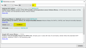 Installation DHT-Library
